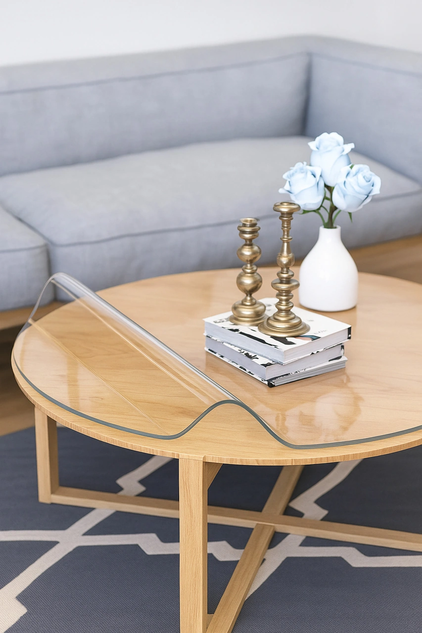 Rona Home Yuvarlak Şeffaf Kalın Masa Örtüsü 1,4 Mm Pvc Kaymaz Silinebilir Örtü Beyaz