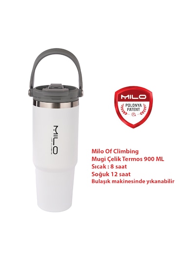 Milo Of Climbing Mugı 900 Ml Çelik Termos Beyaz