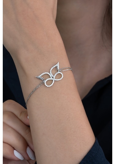 Kanatlı Sonsuzluk Gümüş Kolye Bileklik Seti Hediyelik Ykl33S