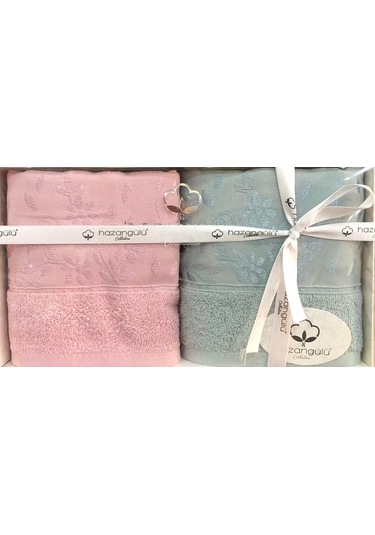 Royam Hazangülü %100 Pamuklu Jakarlı 2 Li El Yüz Havlusu Seti 50 X 90 Çok Renkli