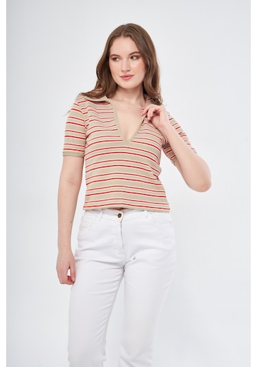 Kutaf Polo Yaka Çizgili T-shirt 001