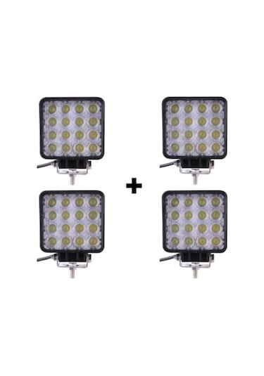 Off Road Sis Farı Lambası 16 Ledli Kare 4'lü Paket Su Geçrmez Led