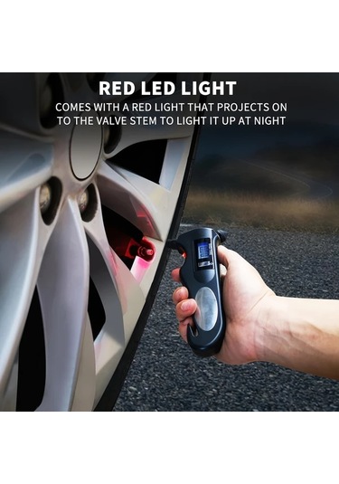 Boatshop1 1 Adet Siyah Evrensel Dijital Lastik Basınç Ölçer 150 Psı Pil Gücü 4 Ayar Araba Motosiklet Bisiklet