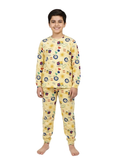 Baglan Erkek Çocuk Baskılı Pijama Takım Bgl-st05257 Sarı