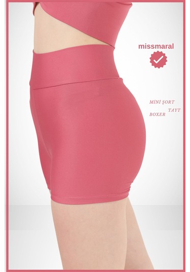 Kadın Mini Tayt Deniz Havuz Şortu Gül Kurusu Günlük Kullanım Sıkılaştırıcı Fit Görünüm 1080 Gül Kurusu