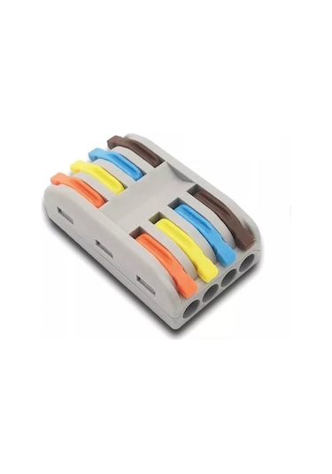 Hızlı Kablo Ekleme Birleştirme Aparatı 4 Dörtlü Klemens - 5 Adet