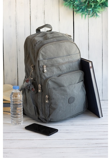 571 Krinkıl / Klinkır Su Geçirmez Hafif Çok Gözlü Spor, Seyahat, Okul, Laptop Sırt Çantası Siyah 1b Siyah