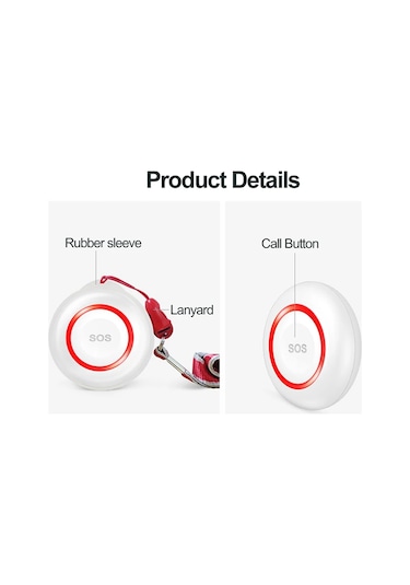 Anjiexun Wifi Sos Alarm Düğmesi Pil Şarj Edilebilir Yaşlı Akıllı Acil Durum