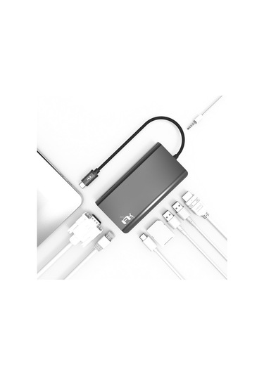 Type-C Vga Hdmı Ethernet Dönüştürücü 4K Fullhd Mfı Sertifikalı-Gri