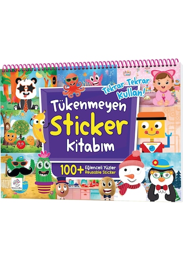 Tükenmeyen Sticker Kitabım - Eğlenceli Yüzler 100+ Tekrar Tekrar Kullanılabilen Sticker