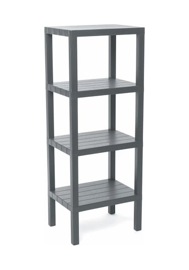 Ombeg Dekoratif 4 Katlı Plastik Çok Amaçlı Banyo Düzenleyici Saksılık Kitaplık Antrasit Gri