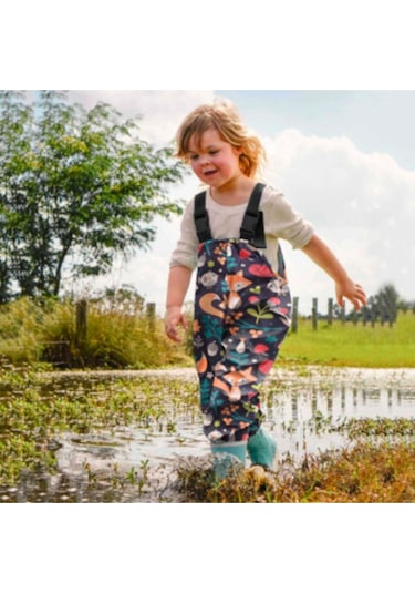 Petityu Fox Hayvanlı Yağmur Tulumu Yağmur Pantolonu lacivert