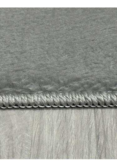 Modern Dekoratif Yuvarlak Puffy Peluş Ponpon Saçaklı Salon Oturma Odası Halısı Gri