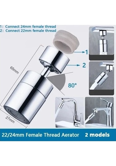 Joyhub Mingjin Shop2 Tip-2 Şerit Stili 720 Derece Döndürme Sıçrama Filtresi Musluk Püskürtme Başlığı Lavabo Musluk Genişletici Adaptörü Mutfak Musluk Memesi Esnek Musluk Püskürtücü 8x178w Renkli Çok Renkli