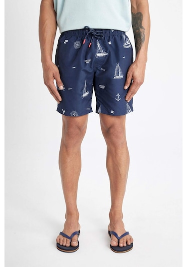 DeFacto Regular Fit Desenli File Astarlı Kısa Boy Deniz Şortu M8344AZ24HSNV256 DeFacto Regular Fit Desenli File Astarlı Kısa Boy Deniz Şortu M8344AZ24HSNV256
