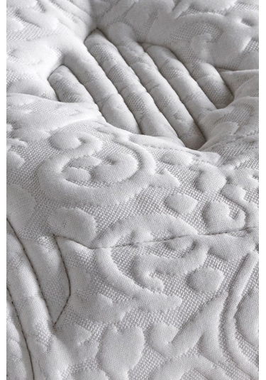 Line Visco Yatak 90x190 Cm Tek Kişilik 28 Cm Visco Süngerli Yaylı Lüks Yatak Orta Sert Krem Kumaş