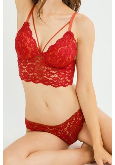Nipora Kadın Hafif Destekli İpli Dantel Sütyen Bralet Takımı 313
