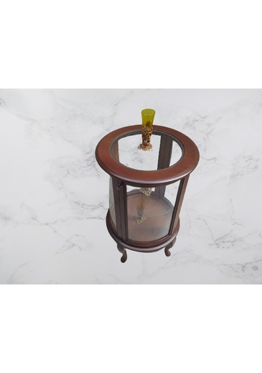 Bengimobilya Gümüşlük Yuvarlak Model 98 Cm Parlak Ceviz Kayın Lükens Aslan Aya