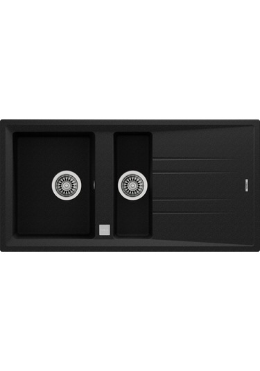 Teka Stone 60 B-Tg Bir Büyük Hazne Bir Küçük Hazne Ve Damlalıklı Tegranite Eviye - Metalik Siyah - 115360010