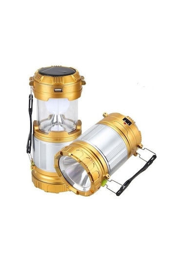 Güneş Enerjili Şarj Edilebilir Usb Girişli Kamp Feneri Kt-611 Sarı