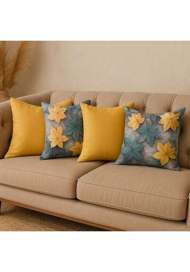 4 Lü Bohem Dekoratif Kırlent Seti Overlok Dikişli, Tela Destekli , Dijital Duck Kumaş , 4al 1 Öde 40 x 40