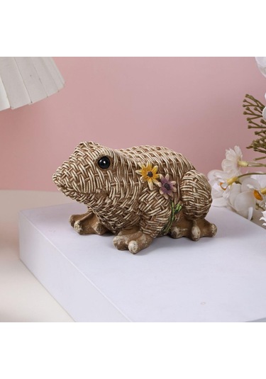 Homyl Kurbağa Heykeli Reçine El Sanatları Süsleme Kitaplık 12x7x9cm