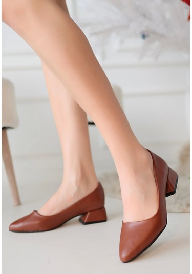 Desniy Taba Cilt Topuklu Ayakkabı Taba
