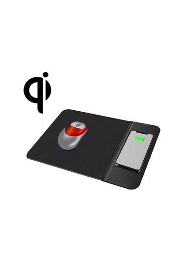 Ojd-36 Qı Standart 10w Aydınlatma Kablosuz Şarj Cihazı Kauçuk Mouse Pad, Boyut: 26.2 X 19.8 X 0.65cm Siyah