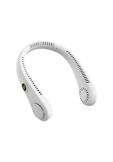 Hangfox Navy Renkli Dijital Göstergeli Ellerden Bağımsız Boyun Fanı - Sürekli Soğutma, Usb Şarjlı, Sessiz Çalışma, Spor Ve Günlük Kullanım