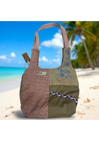 Vintage Renkli Salaş Etnik Orta Boy Plaj Günlük Kadın Kol Omuz Çantası 34 Cm X 37 Cm Yeşil