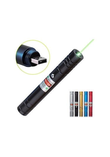 Fithome 100mw Desen Başlıklı Usb Şarjlı Yeşil Lazer Pointer