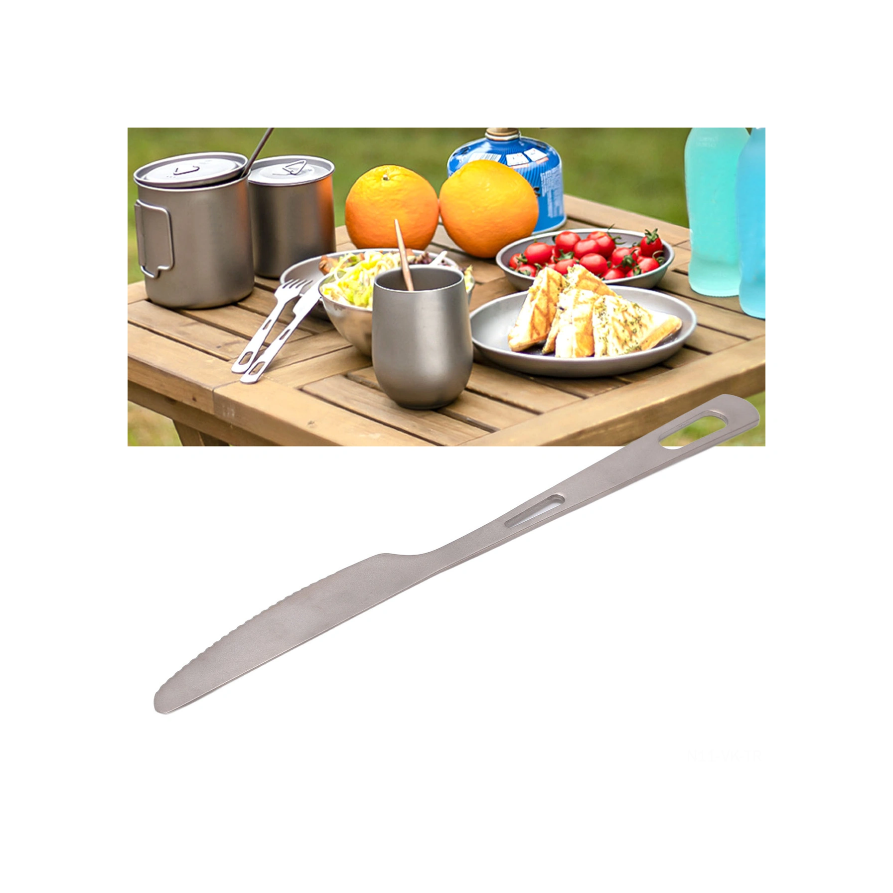Vkemall Titanium Camping Cutlery Set: Lightweight, Corrosion-resistant Knife With Sandblasted Grip For Outdoor Picnic, Hiking & Home Use Bubble Bag Packing On Request Diğer