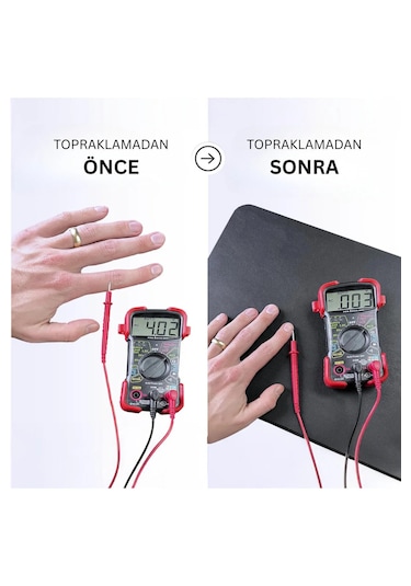 Deepflex Topraklama Matı Seti Kablo + Priz Adaptörü Dahil Kaydırmaz, Suya Dayanıklı 40x60 Cm Siyah