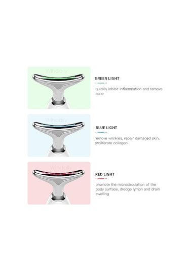 Ems Microcurrent Led Foton Terapi Titreşimli Yüz Masaj Aleti Beyaz