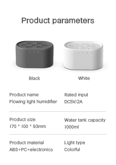 Ultrasonik Hava Nemlendirici 7 Renk Işıklı Aroma Difüzörü Dinamik Buhar Makinesi 1000 Ml