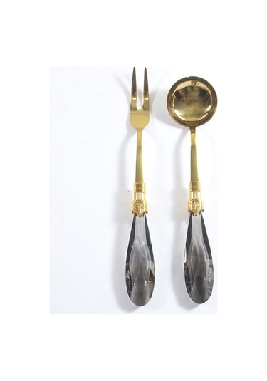 Diamond 2 Parça Et Çatalı Ve Sos Kepçesi Seti Füme Altın