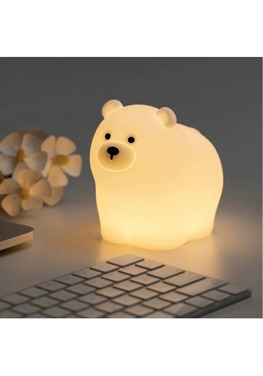 Sevimli Ayıcık Gece Lambası Dokunmatik Sensörlü Renkli Çocuklar Için Usb Şarjlı İthal Ürün Çok Renkli