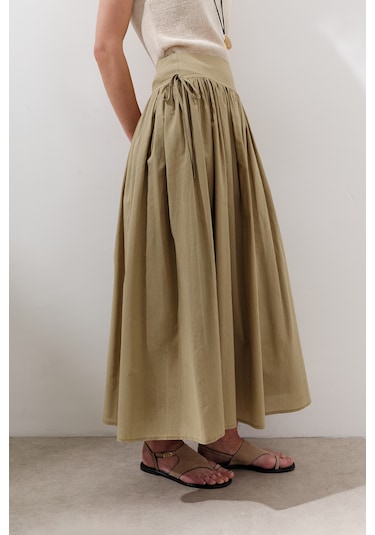 Bağlama Detaylı Geniş Etek Toprak Toprak