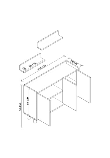 Bono Raflı Kahve Köşesi , Çok Amaçlı Dolap , Konsol , Beyaz