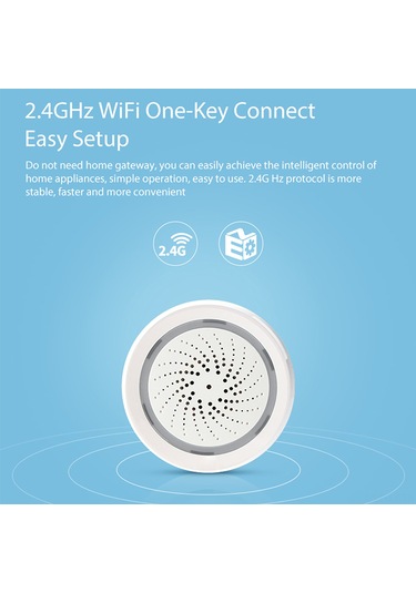 Shineyee Tuya Wifi Akıllı 3'ü 1 Alarm: Sesli Işıkli Sinyal, Sicaklık-nem Sensörü, Alexa/google Home Desteği, 100db, Çift Besleme