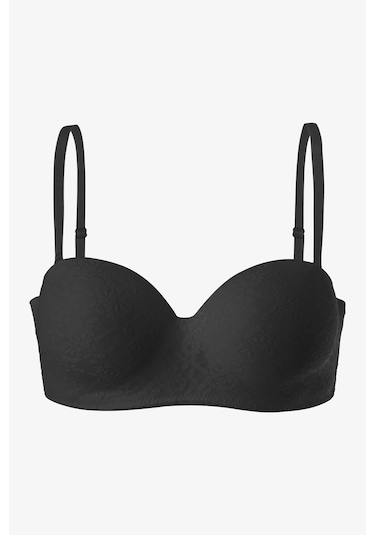 Kadın Dolgusuz Lez Dantelli Desteksiz Straplez Sütyen Siyah