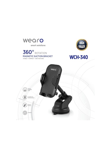Araç İçi Uzayan Ayarlanabilir Vantuzlu Otomatik Telefon Tutucu - Cam Ve Torpido Için Yüksek Kalite Wch-340