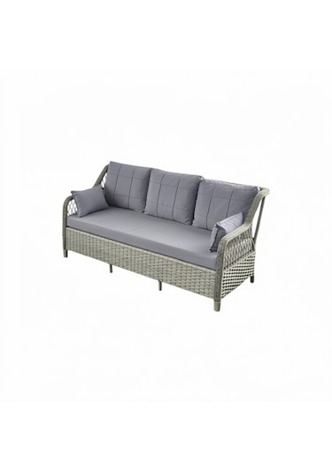 Petra Galvanizli 3+1+1+masa 80x140 +2 Puf Bahçe Balkon Mobilyası Gri