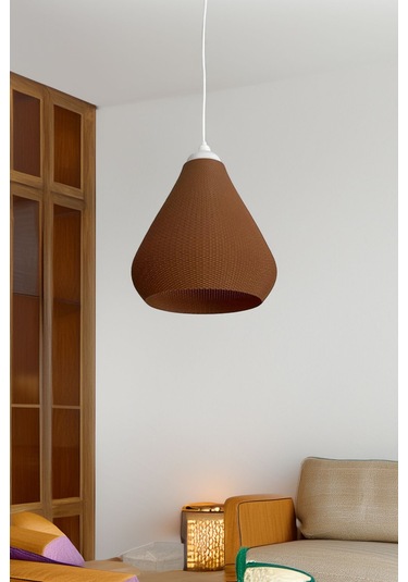 Modern Sarkıt Örme Tasarım Avize Orta Boy Kahve Salon Oturma Odası Çalışma Odası Vegan Pla Çok Renkli