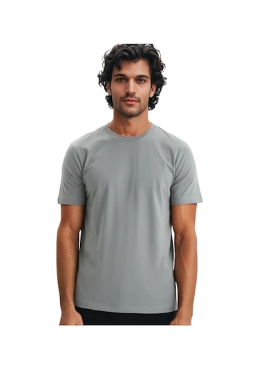 Ar-ma Erkek Regular Fit Pamuk Süprem Basic Bisiklet Yaka Tişört Y31344408002 Gri 2XL