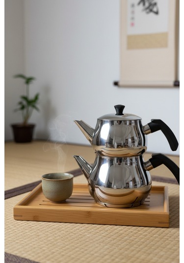 Yunusoğlu Home Antonio Midi Boy Siyah Çaydanlık Takımı Gri