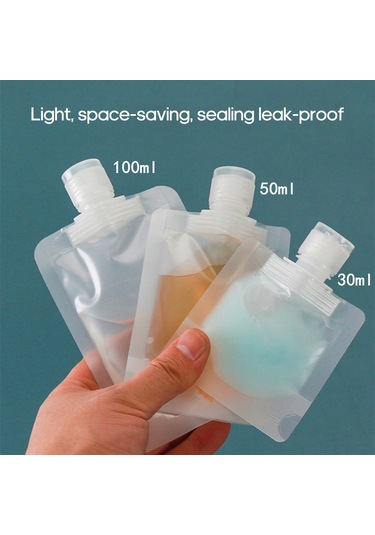 Qingmipy Seyahat Taşınabilir 30ml+50ml+100ml Mat Lüx Sıvı Depolama Poşetleri Her Boyut 5 Adet - Basınç Dayanıklı, Damlacık Sağlam, Kendi Kendine Dik Duran Kapaklı Diğer