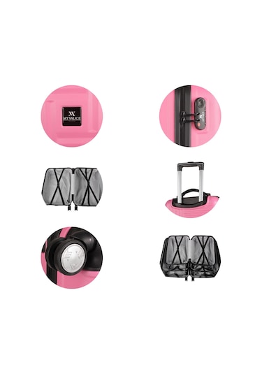 My Valice Puzzle Abs Kabin Ve Büyük Boy Pembe 2'li Valiz Seti Pembe