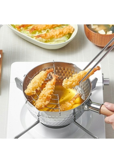 Xindoker Zr-7695 Japon Tencere 20cm Derin Tabanlı Paslanmaz Çelik Süt Tenceresi, Yapışmaz Yüzey, Ahşap Sap Gümüş