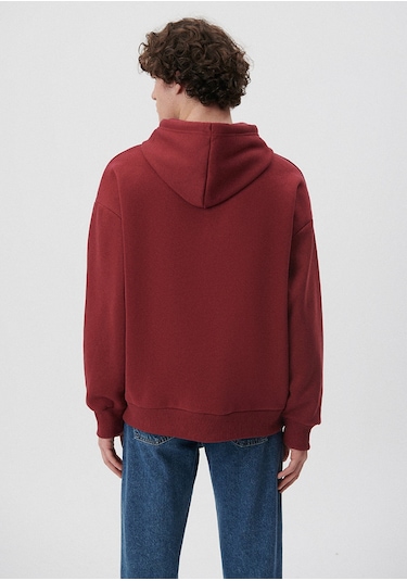 Mavi - Mavi Logo Baskılı Bordo Kapüşonlu Sweatshirt 067149-85493 Bordo